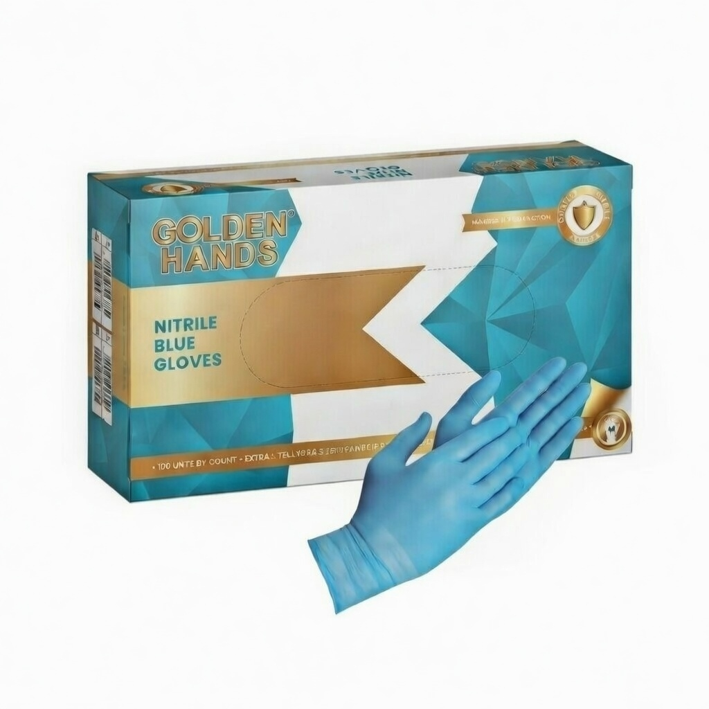 GOLDEN HANDS NITRILE BLUE GLOVES